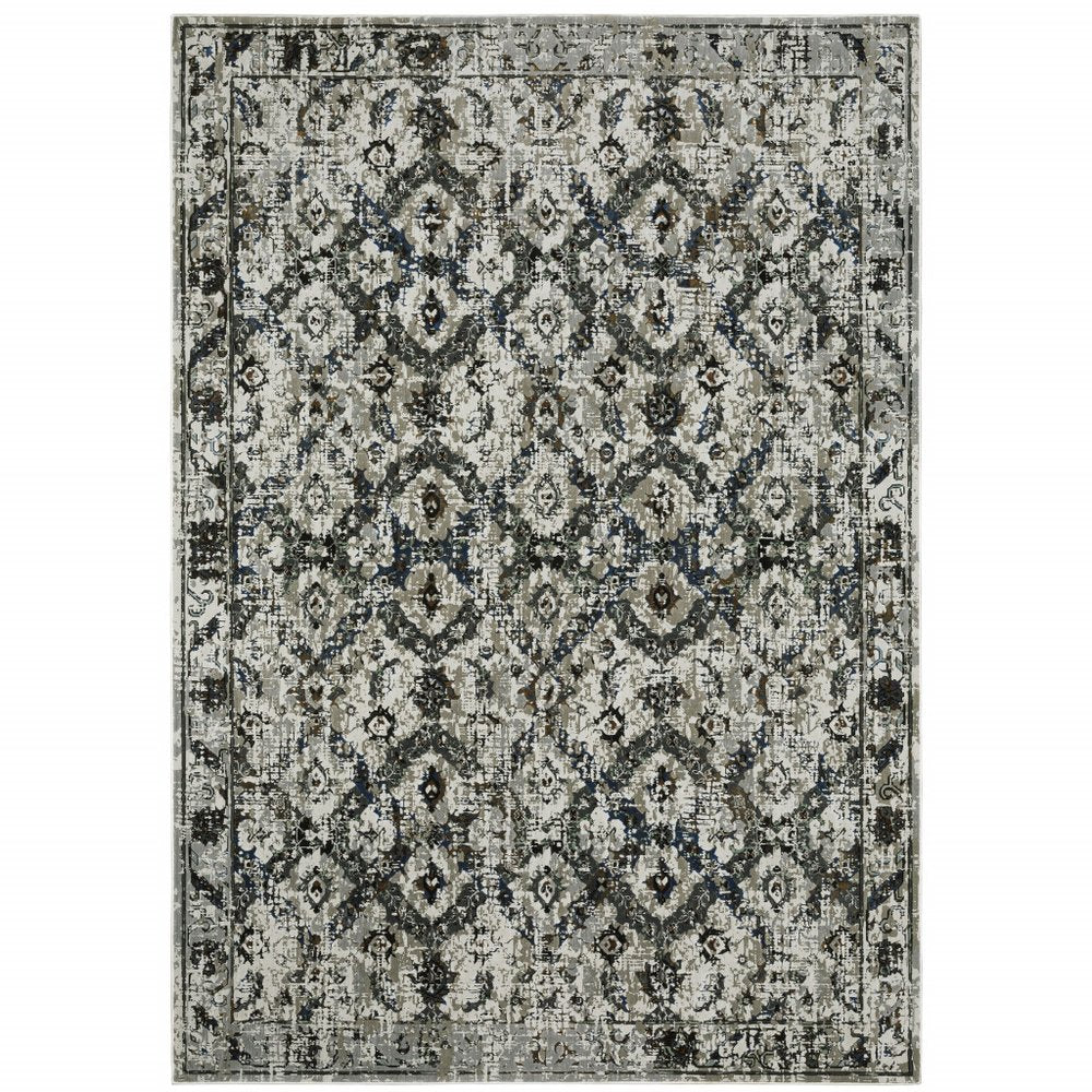 4' X 6' Charcoal And Gray Oriental Distressed Area Rug