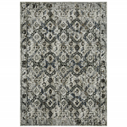 7' X 10' Charcoal And Gray Oriental Distressed Area Rug