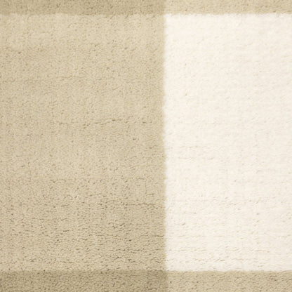 Beige and ivory geometric pattern area rug, power loom, stain resistant, 8' x 10'.