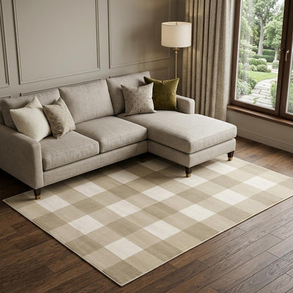 10' X 13' Beige And Ivory Geometric Distressed Area Rug