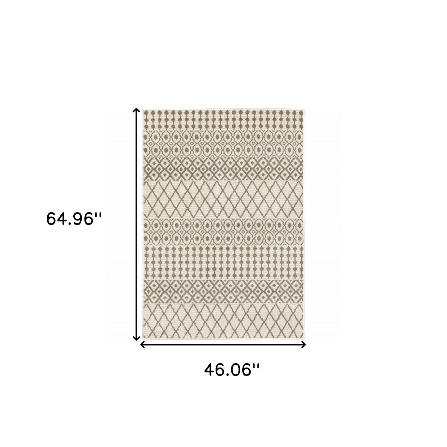 4' X 6' Ivory And Grey Geometric Power Loom Stain Resistant Area Rug