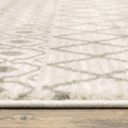 4' X 6' Ivory And Grey Geometric Power Loom Stain Resistant Area Rug
