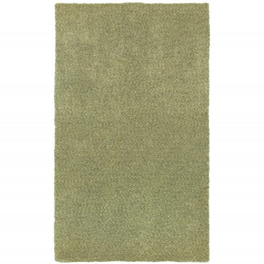 10' X 13' Olive Green Shag Tufted Handmade Stain Resistant Area Rug