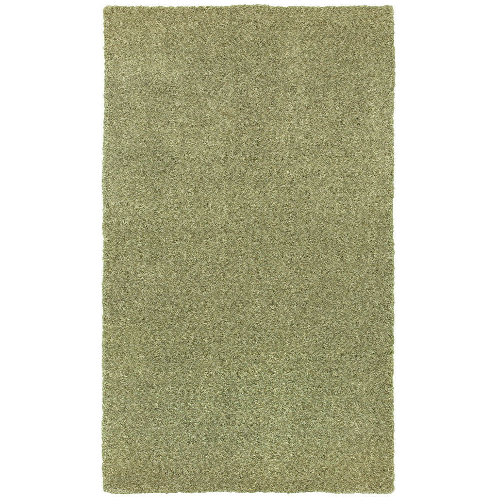 10' X 13' Olive Green Shag Tufted Handmade Stain Resistant Area Rug