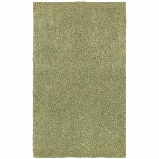 5' X 7' Olive Green Shag Tufted Handmade Stain Resistant Area Rug