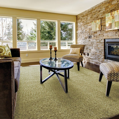 5' X 7' Olive Green Shag Tufted Handmade Stain Resistant Area Rug