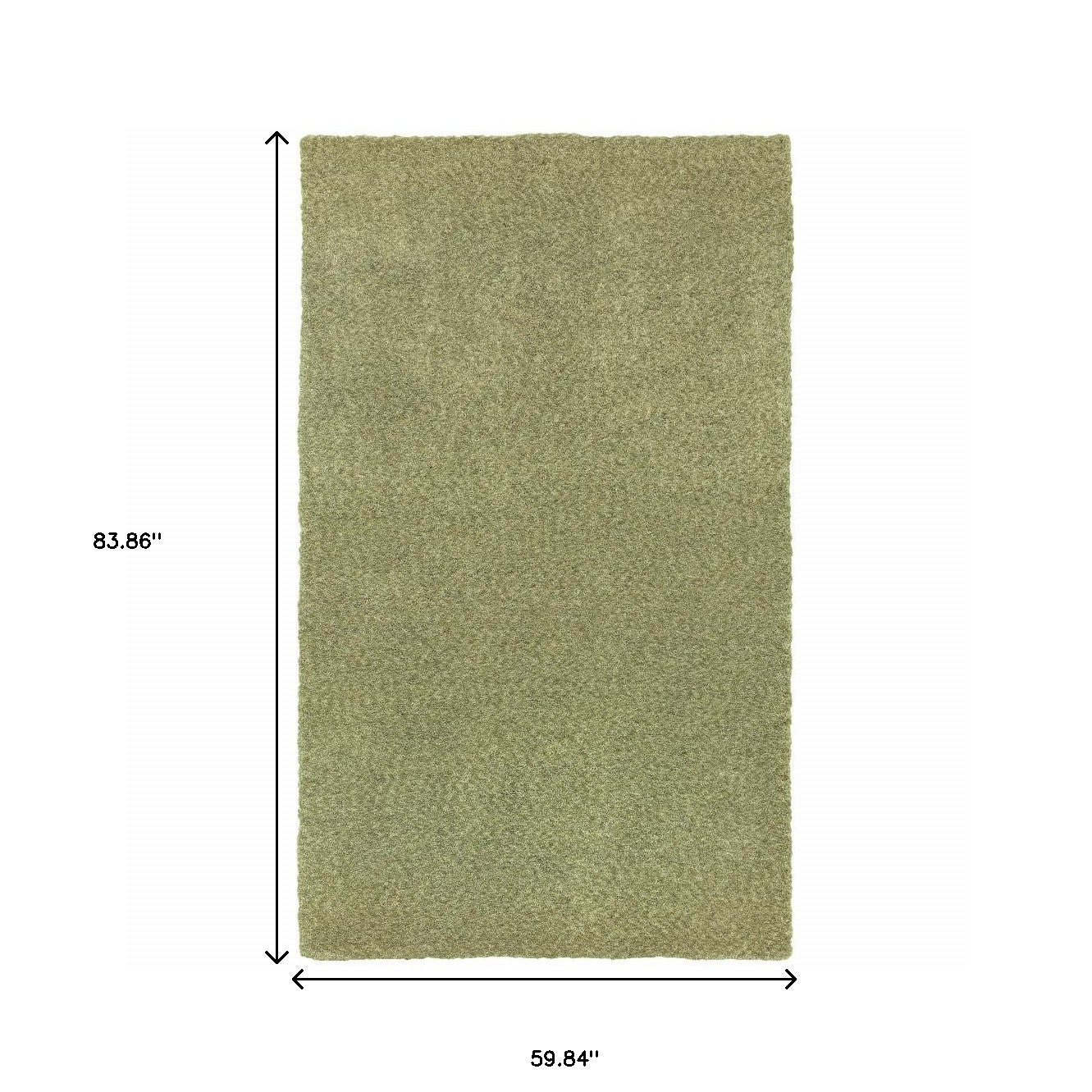 5' X 7' Olive Green Shag Tufted Handmade Stain Resistant Area Rug