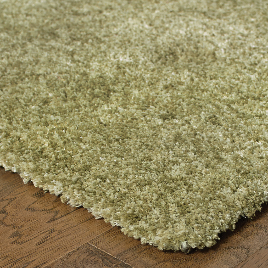 6' X 9' Olive Green Shag Tufted Handmade Stain Resistant Area Rug