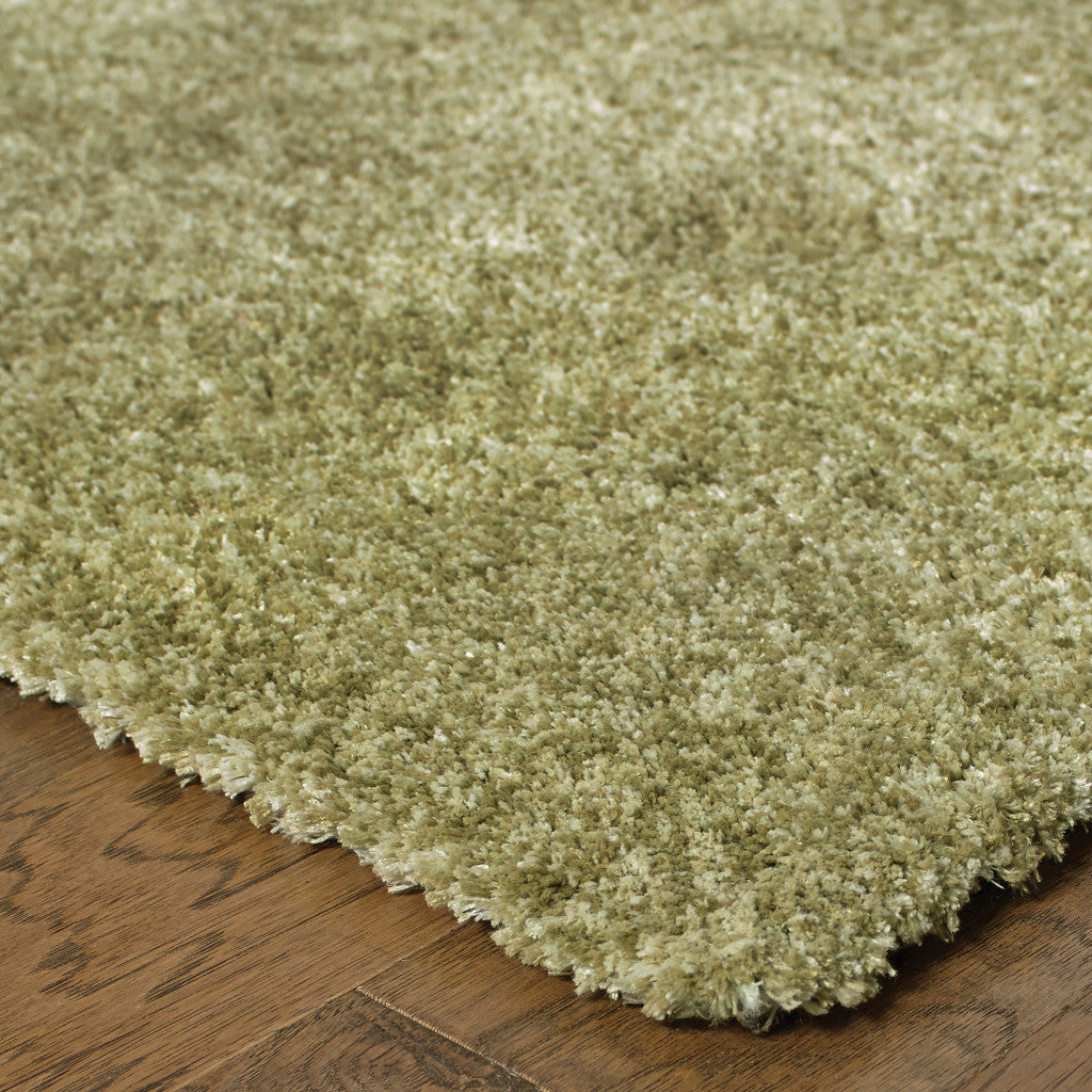 8' X 11' Olive Green Shag Tufted Handmade Stain Resistant Area Rug