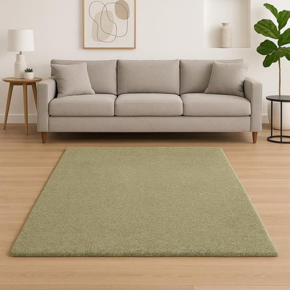 8' X 11' Olive Green Shag Tufted Handmade Stain Resistant Area Rug