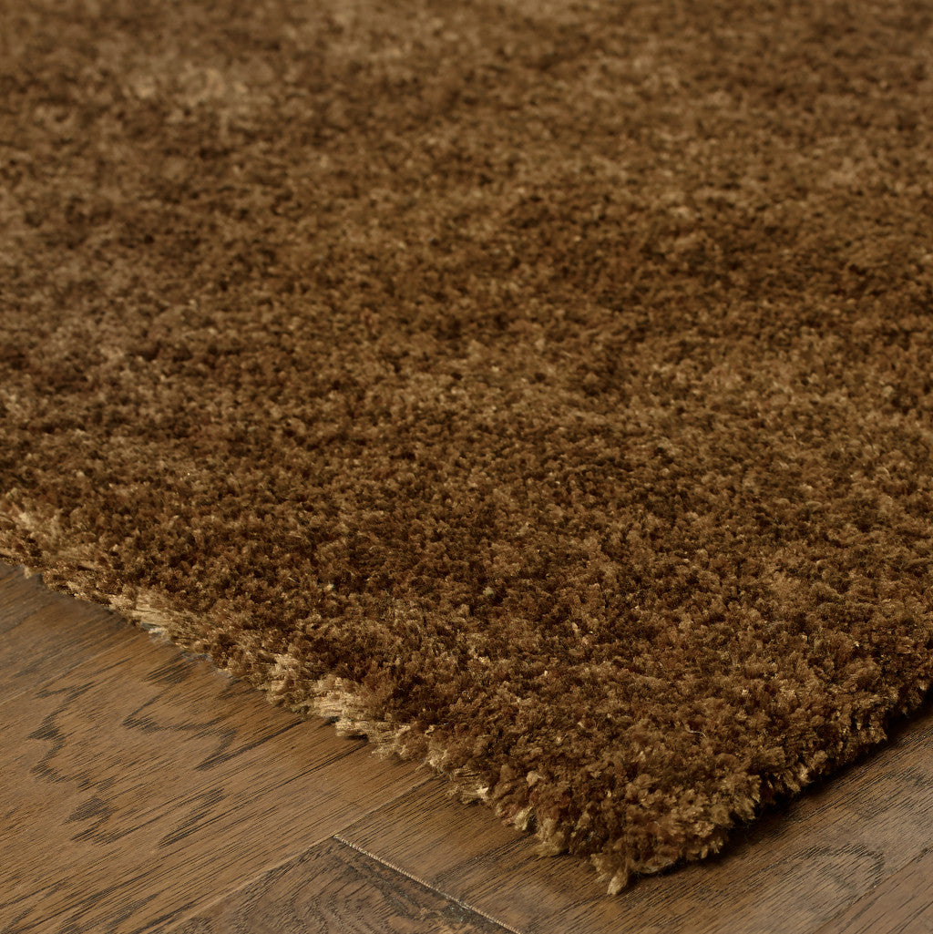 10' X 13' Brown Shag Tufted Handmade Stain Resistant Area Rug