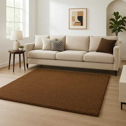 10' X 13' Brown Shag Tufted Handmade Stain Resistant Area Rug