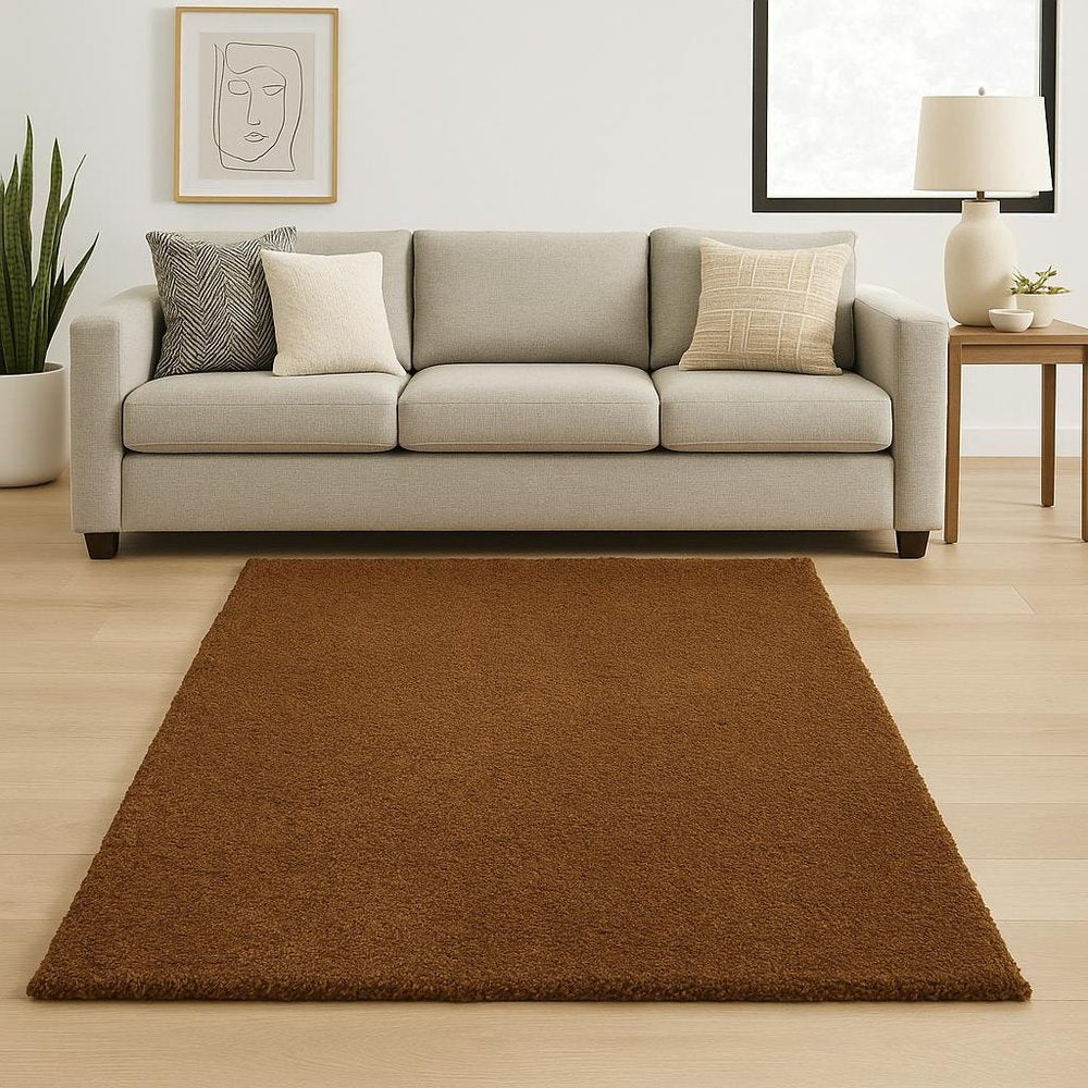 6' X 9' Brown Shag Tufted Handmade Stain Resistant Area Rug