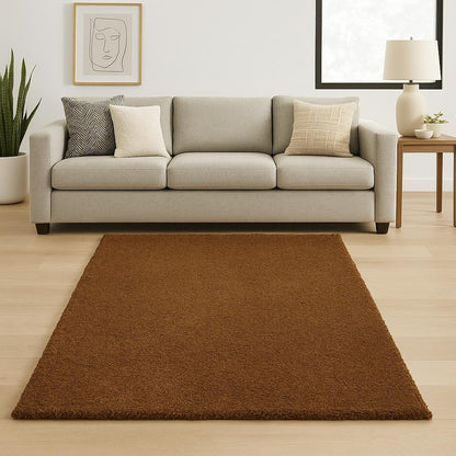 6' X 9' Brown Shag Tufted Handmade Stain Resistant Area Rug