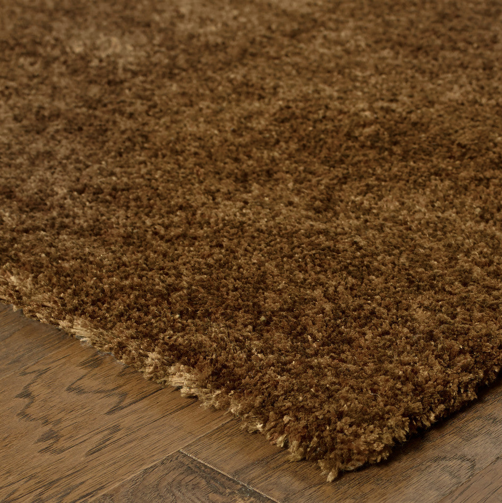 8' X 11' Brown Shag Tufted Handmade Stain Resistant Area Rug