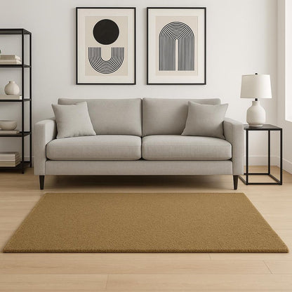 5' X 7' Rich Gold Shag Tufted Handmade Stain Resistant Area Rug