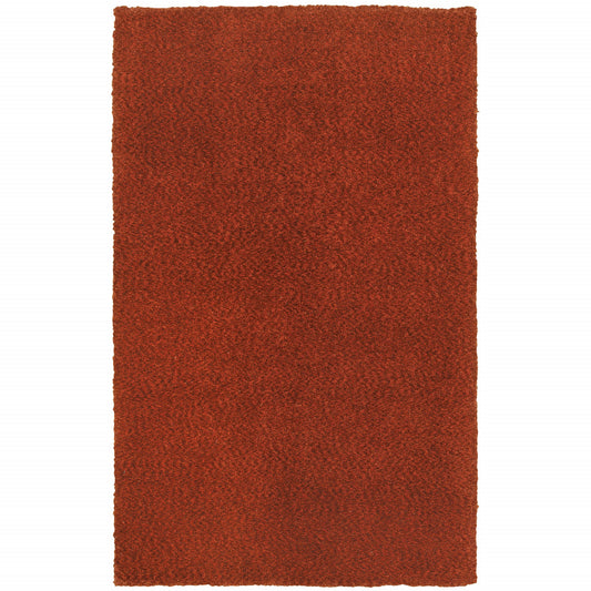 3' X 5' Rust Red Shag Tufted Handmade Stain Resistant Area Rug