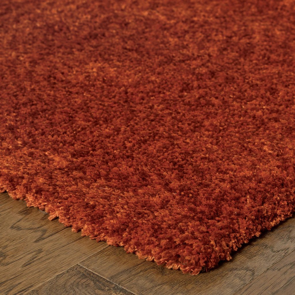 3' X 5' Rust Red Shag Tufted Handmade Stain Resistant Area Rug