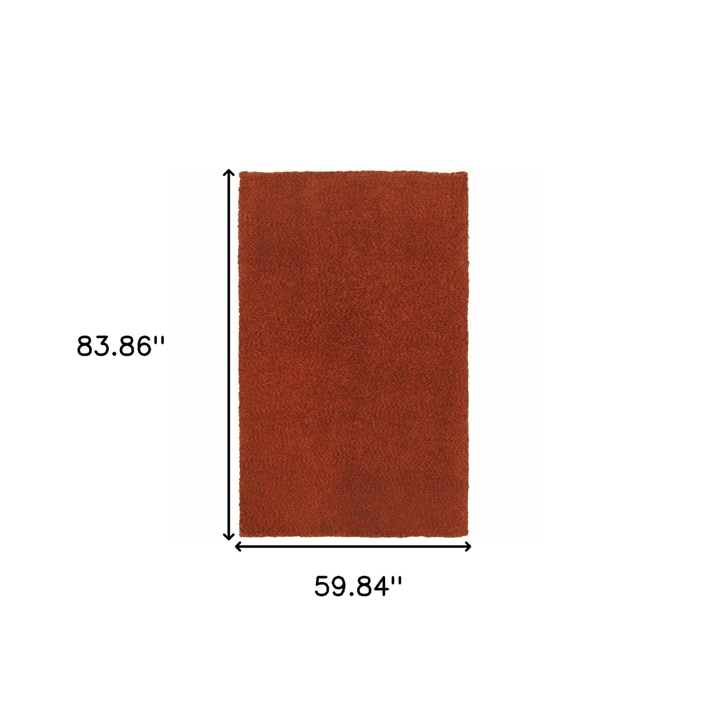 5' X 7' Rust Red Shag Tufted Handmade Stain Resistant Area Rug