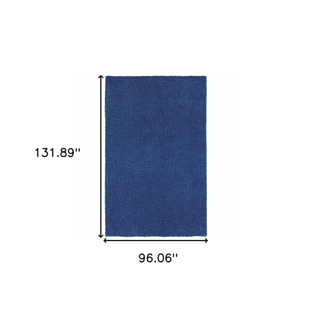 8' X 11' Deep Blue Shag Tufted Handmade Stain Resistant Area Rug