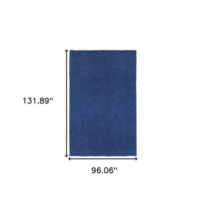 8' X 11' Deep Blue Shag Tufted Handmade Stain Resistant Area Rug