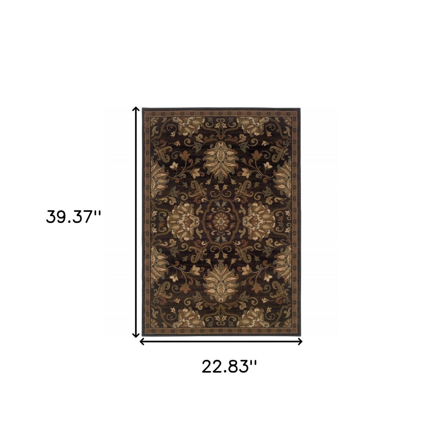 2' X 3' Brown Beige Blue And Red Oriental Power Loom Stain Resistant Area Rug