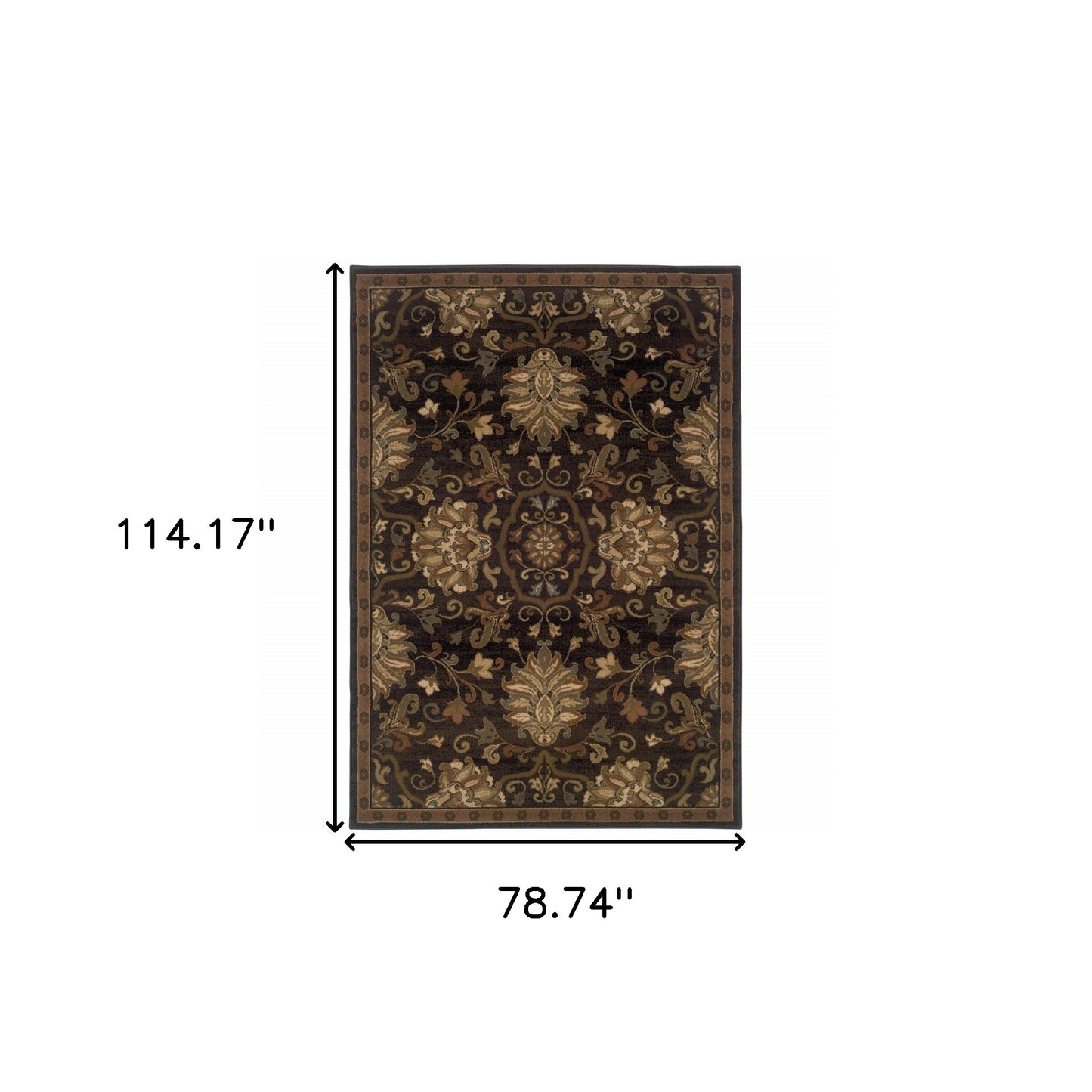 6' X 9' Brown Beige Blue And Red Oriental Power Loom Stain Resistant Area Rug