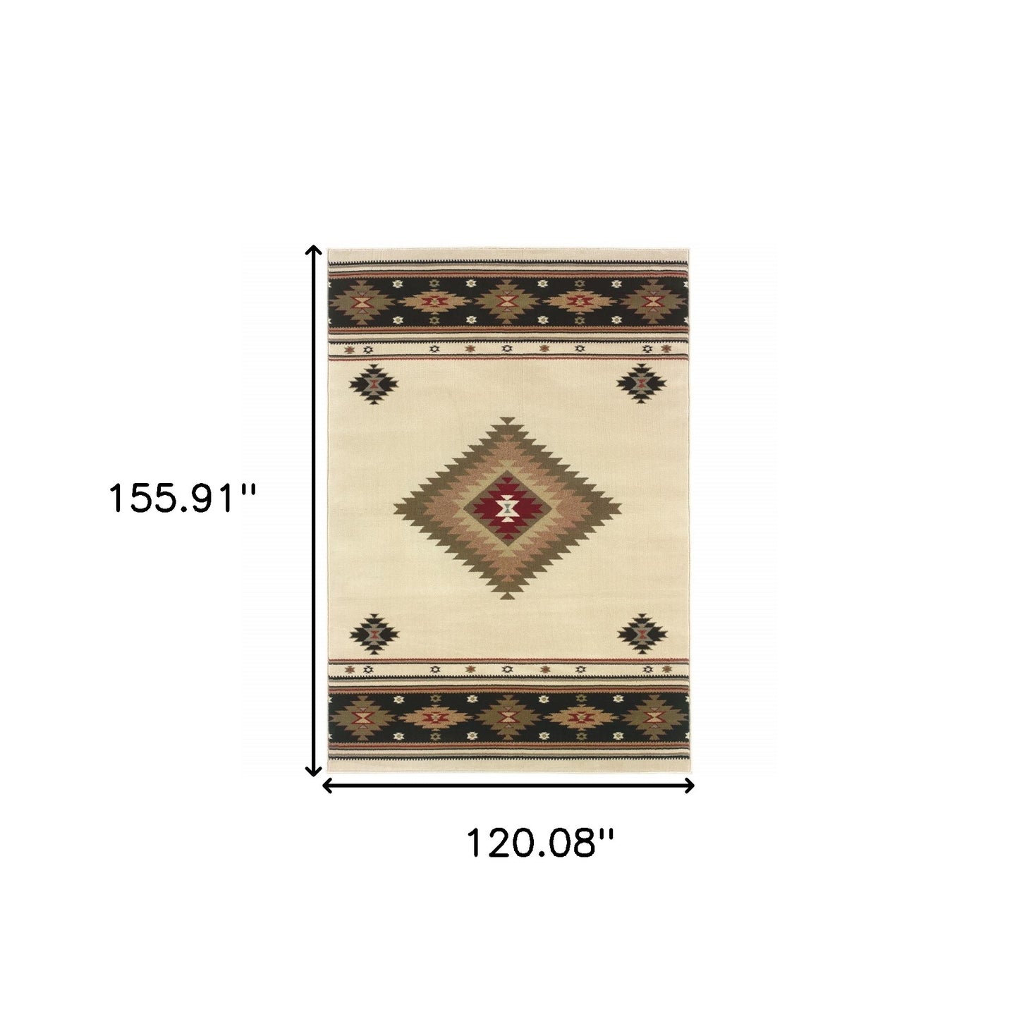 10' X 13' Beige Southwestern Power Loom Stain Resistant Area Rug