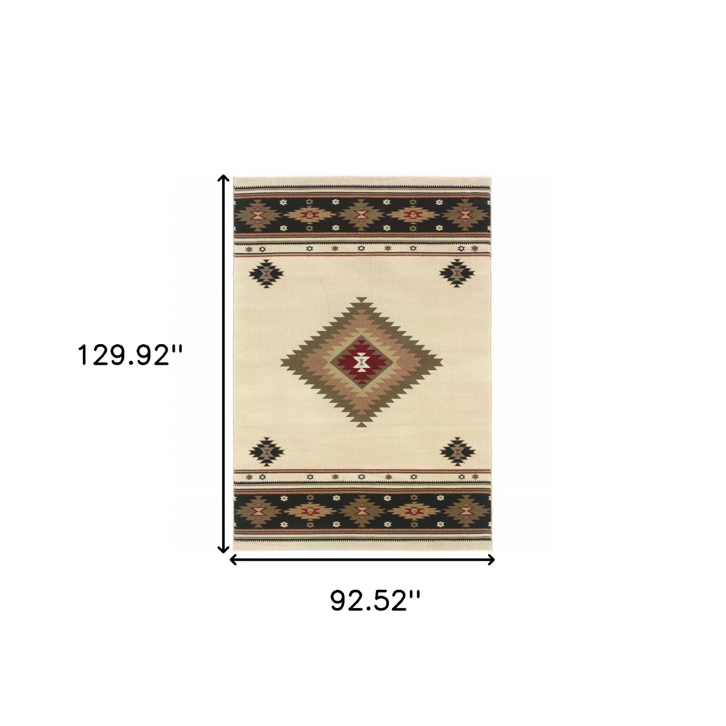 8' X 11' Beige Southwestern Power Loom Stain Resistant Area Rug