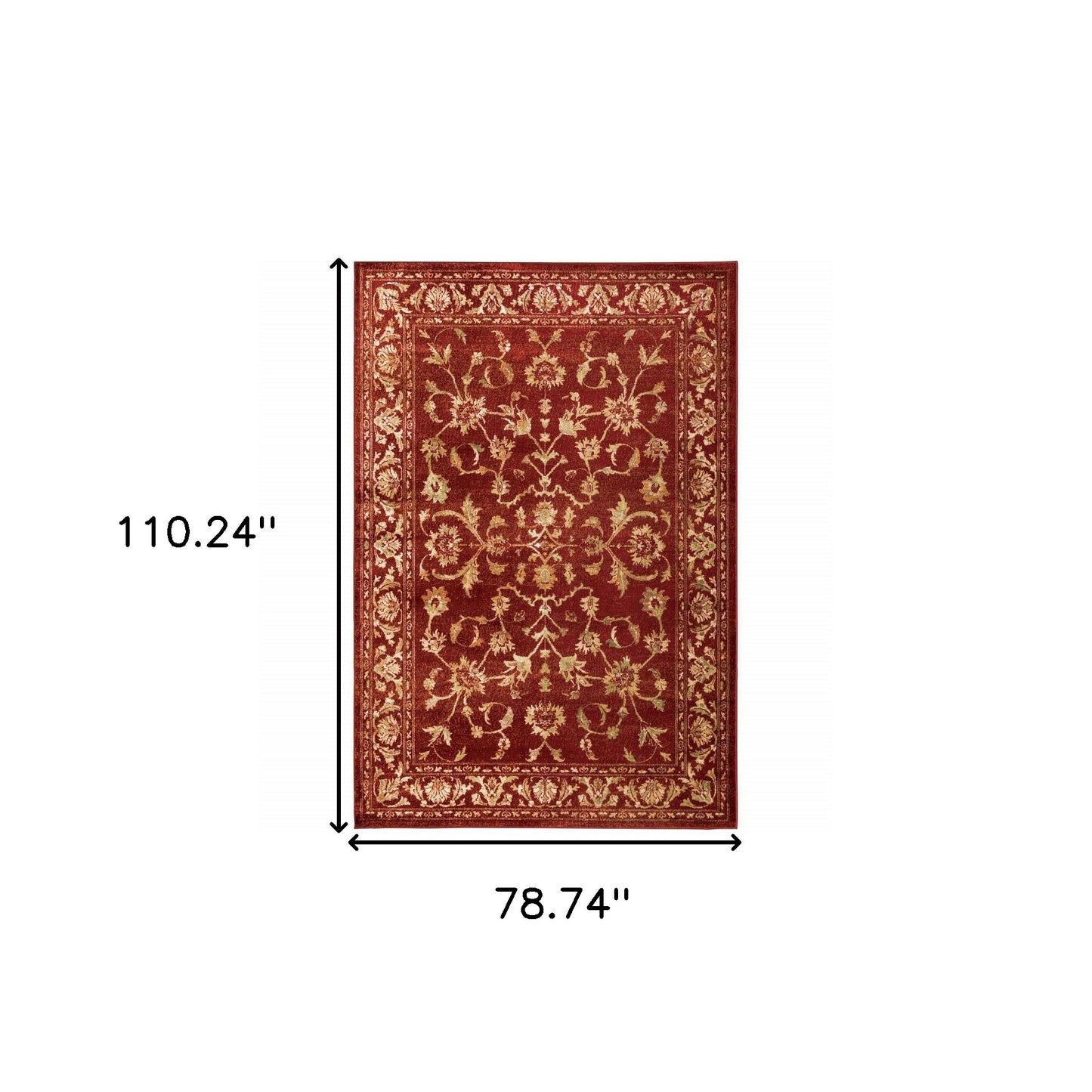6' X 9' Red And Gold Oriental Power Loom Stain Resistant Area Rug