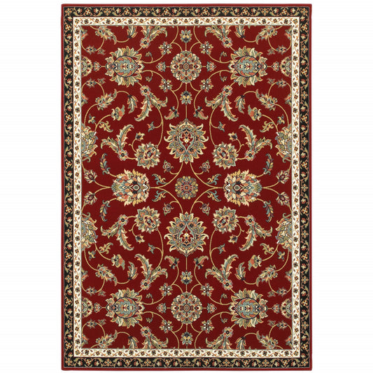 5' x 8' Red and Beige Oriental Power Loom Area Rug
