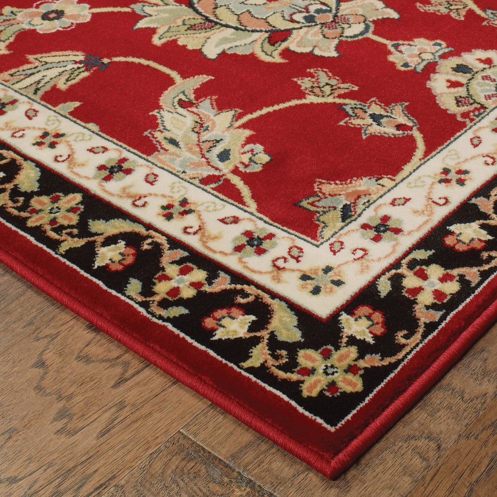 5' x 8' Red and Beige Oriental Power Loom Area Rug