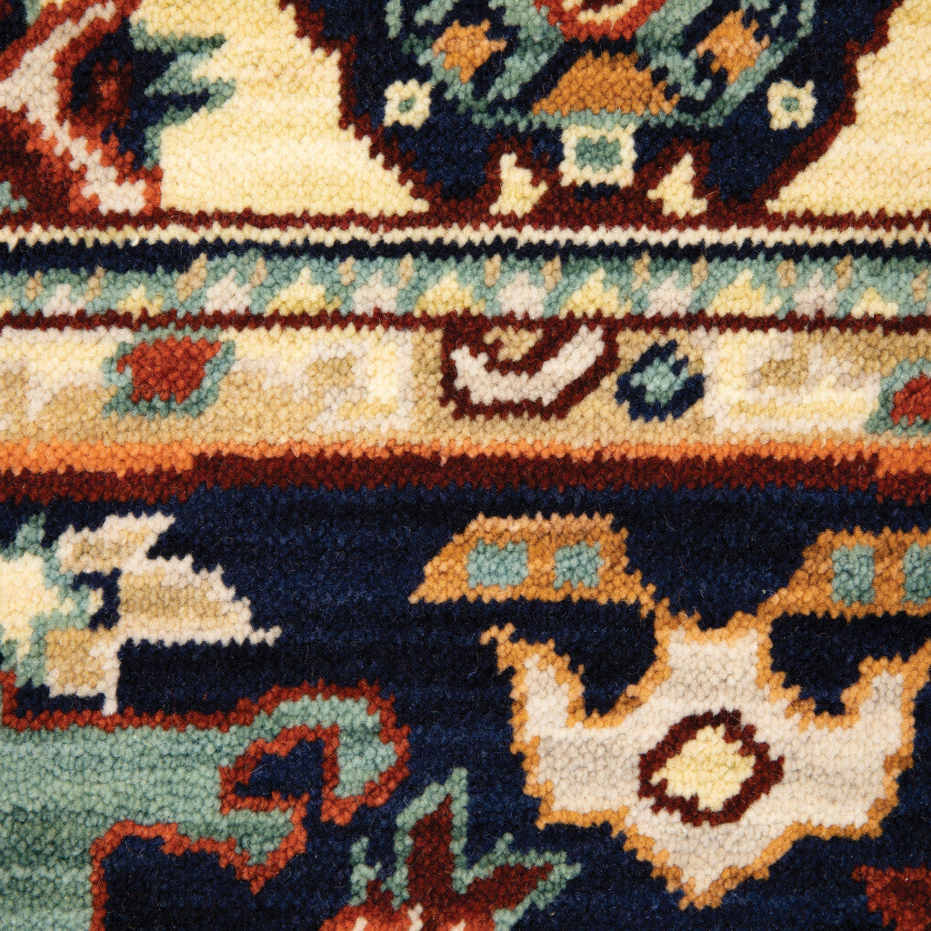 6' Blue and Red Oriental Power Loom Runner Rug