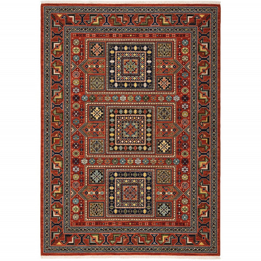 2' X 3' Blue and Red Oriental Power Loom Area Rug