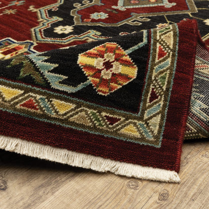 3' X 5' Red and Black Oriental Power Loom Area Rug