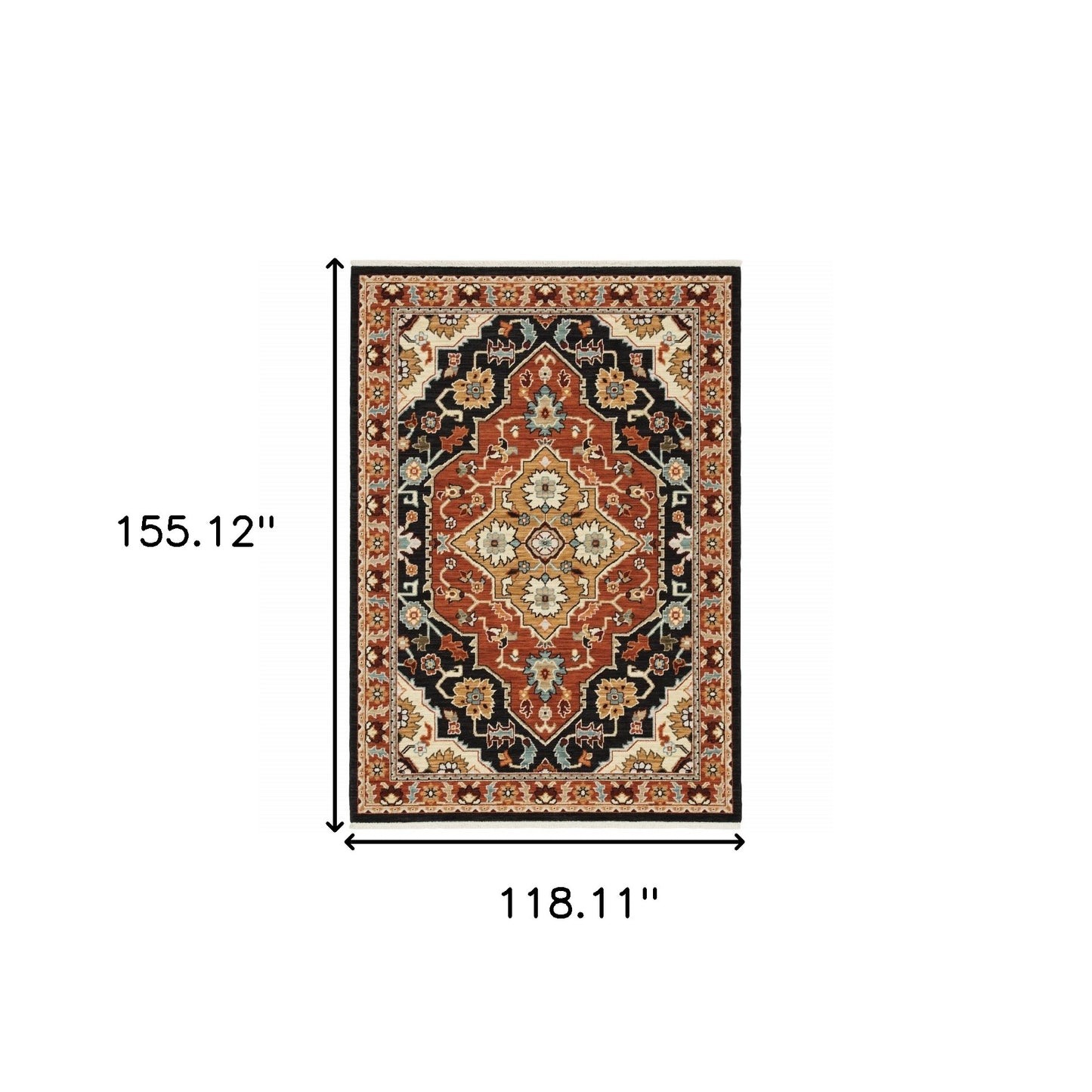 10' x 13' Red and Black Oriental Power Loom Area Rug
