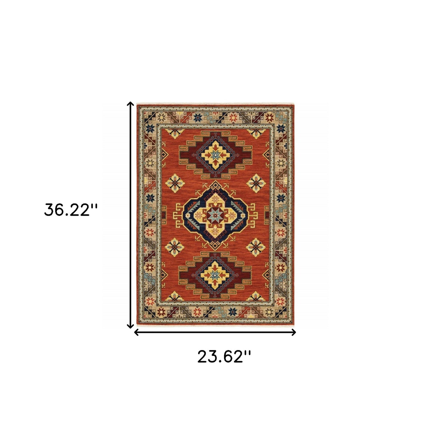 2' x 3' Red and Gold Oriental Power Loom Area Rug