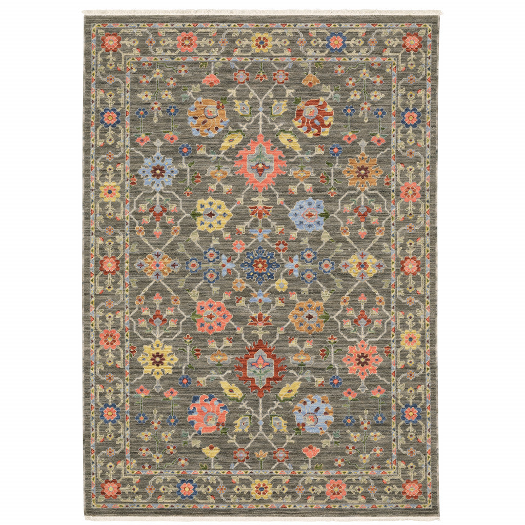 2' x 3' Blue and Gray Oriental Power Loom Area Rug