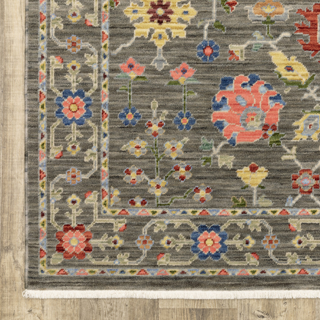 2' x 3' Blue and Gray Oriental Power Loom Area Rug