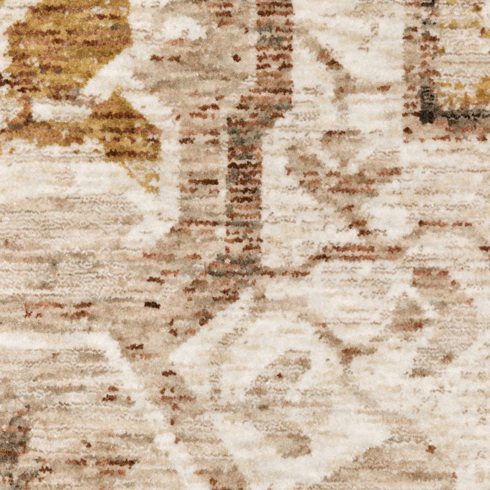 10' X 13' Gold And Brown Oriental Distressed Area Rug With Fringe