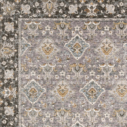 7' X 10' Gray And Blue Oriental Distressed Area Rug With Fringe