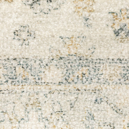 8' Beige And Charcoal Oriental Hand Loomed Distressed Runner Rug With Fringe