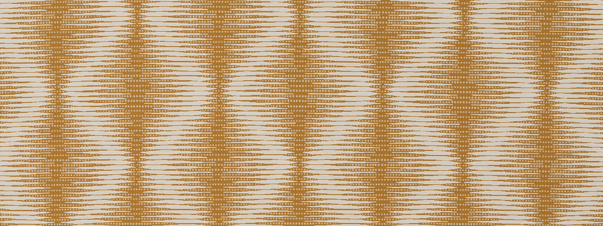 Golden-tan ikat-style woven upholstery fabric with repeating diamond motifs.