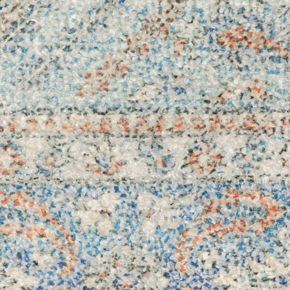 8' Blue And Red Oriental Hand Loomed Distressed Runner Rug With Fringe