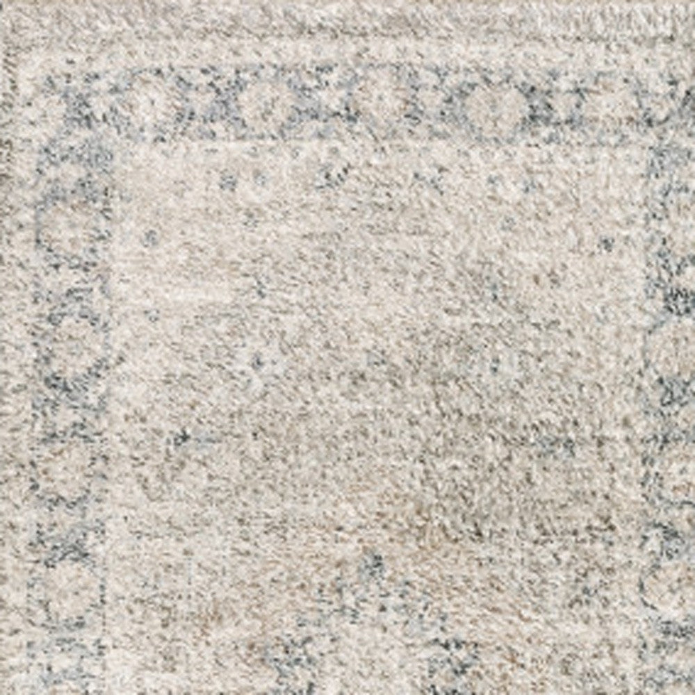 2' X 8' Beige And Grey Oriental Hand Loomed Stain Resistant Runner Rug With Fringe