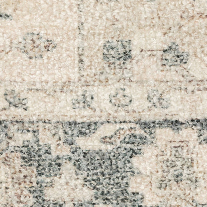 8' Beige And Gray Oriental Hand Loomed Distressed Runner Rug With Fringe