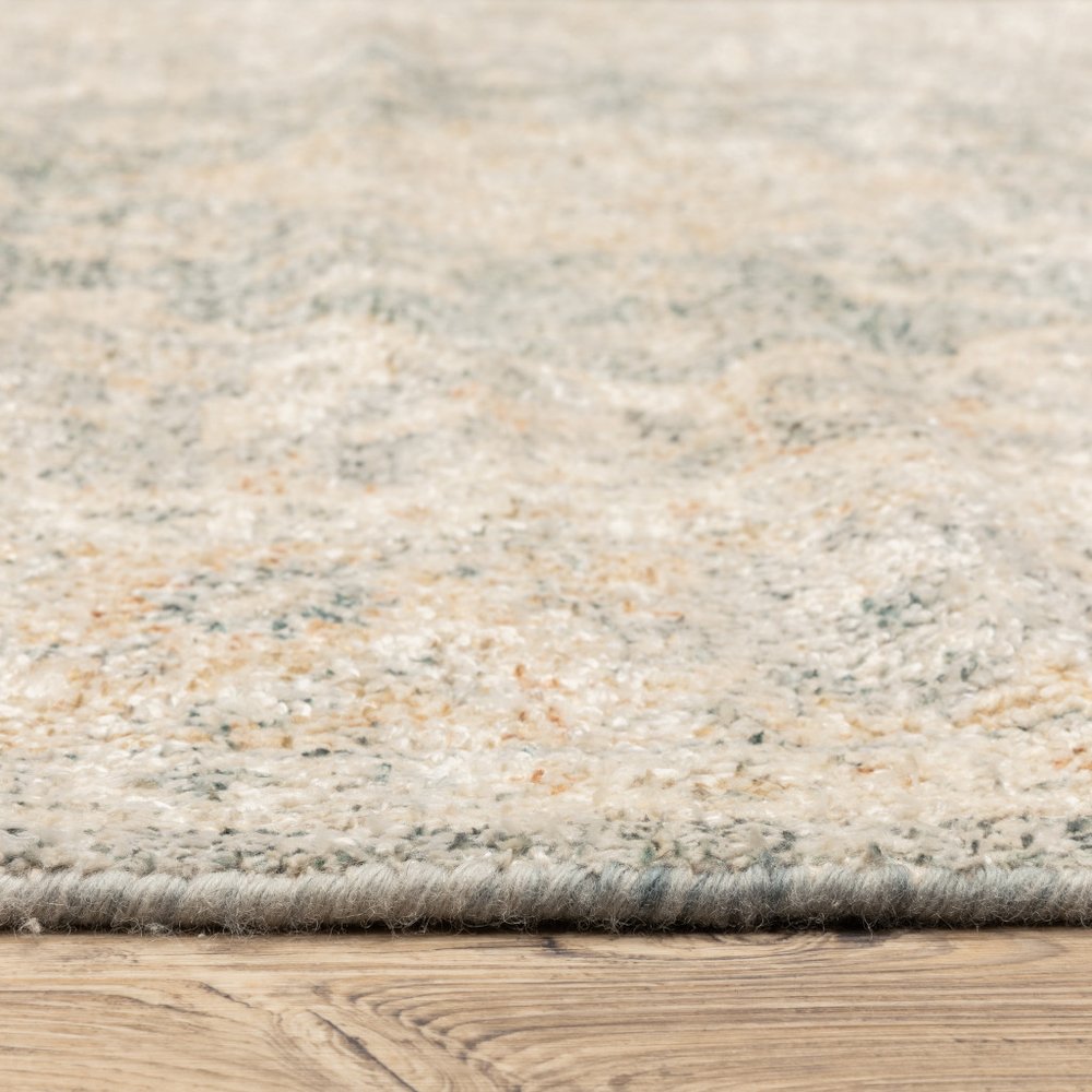 8' Gray And Beige Oriental Hand Loomed Distressed Runner Rug With Fringe