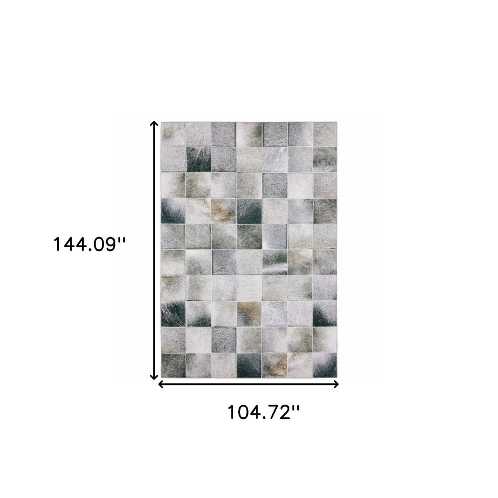 9' X 12' Gray And Charcoal Geometric Area Rug