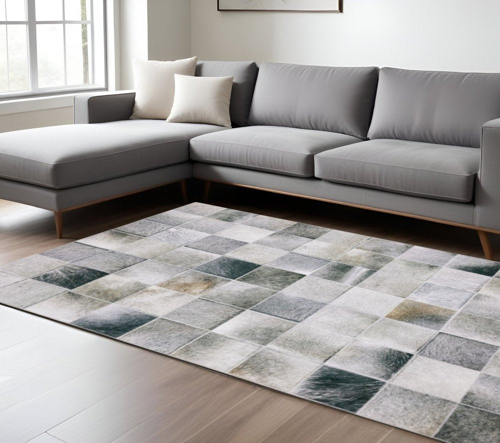 9' X 12' Gray And Charcoal Geometric Area Rug