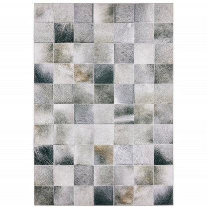 9' X 12' Gray And Charcoal Geometric Area Rug